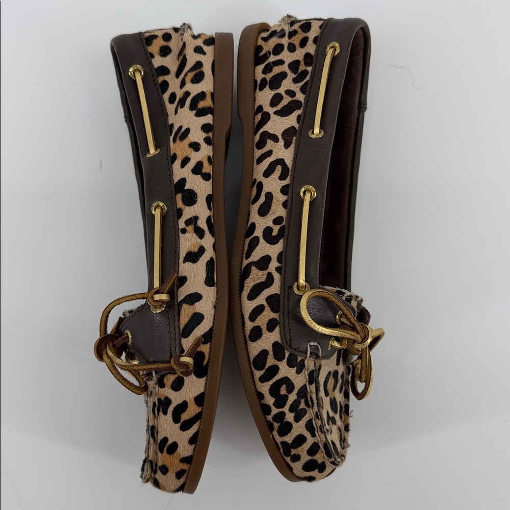 Sperry Top Sider Women's Size 6 Shoes Leopard Print Calf Hair & Leather Slip On - Picture 8 of 11